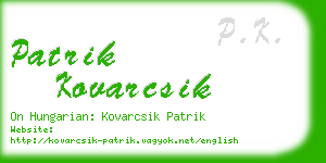 patrik kovarcsik business card